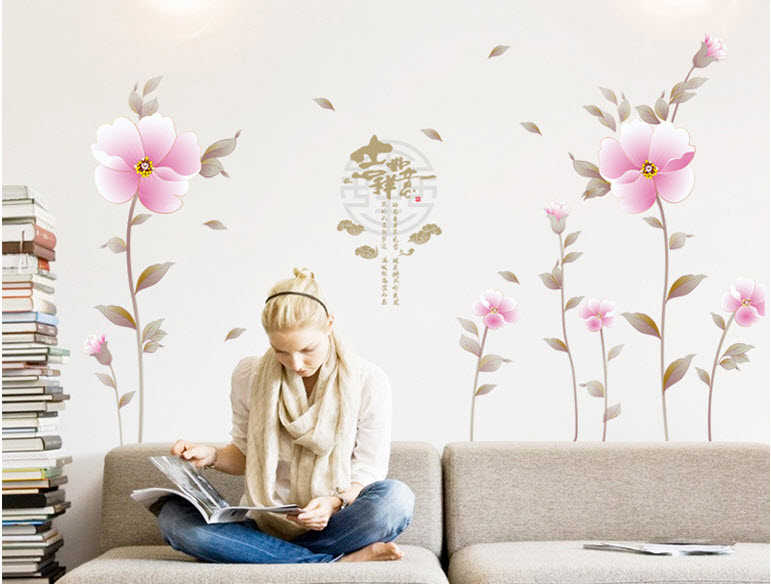 Decal hoa 5 cánh hồng nhạt